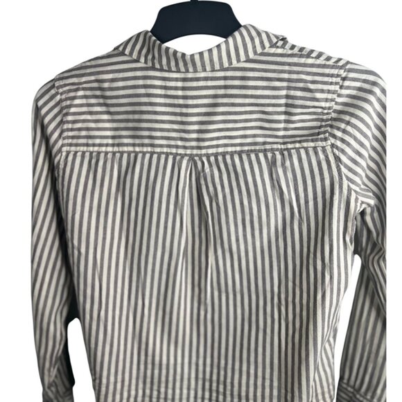Madewell Tie-Front Striped Cotton Shirt In Maitland Stripe Small - Picture 6 of 14